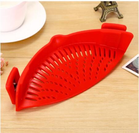 Silicone Clip-on Pot Pan Bowl Funnel Oil Strainer Creative Rice Washing Colander for Draining Liquid Fits All Pot Size