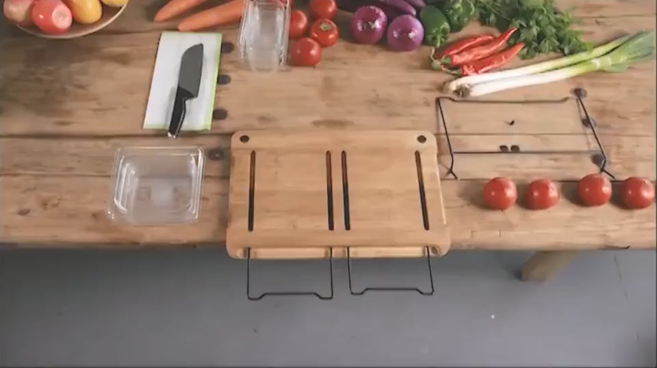 Multi-function cutting board with shelf